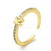 Clear Cubic Zirconia Initial Letter Open Cuff Ring RJEW-H120-09G-K-1