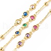 Cubic Zirconia Flat Round Link Chain CHC-E024-09G-1