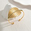 Leaf 304 Stainless Steel Cuff Bangles BJEW-V009-02G-1