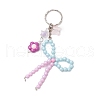 Opaque Acrylic Beads with Brass Crimp Beads and Iron Split Key Rings Keychains KEYC-JKC01188-4