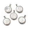 Brass with Natural Shell Carved Pendants KK-Z091-04P-02-1