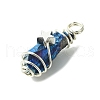 2Pcs Electroplated Natural Quartz Crystal Dyed Copper Wire Wrapped Pendants PALLOY-JF03169-02-4
