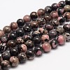 Natural Rhodonite Bead Strands G-K153-B42-8mm-1