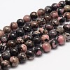 Natural Rhodonite Bead Strands G-K153-B42-8mm-1