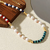Bohemian Style Natural Lapis Lazuli & Dyed Carnelian & White Jade Round & Disc Beaded Necklaces VO2097-3