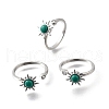 Brass Pave Cubic Zirconia Open Cuff Rings for Women RJEW-U056-01P-4