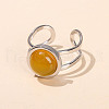 304 Stainless Steel & Natural Yellow Agate Cuff Rings FS-WGDE3F0-13-1