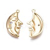 Brass Micro Pave Clear Cubic Zirconia Pendants KK-N232-257-2