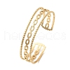 304 Stainless Steel Hollow Cuff Bangles for Women BJEW-B120-06G-02-4