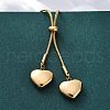 304 Stainless Steel Heart Round Snake Chain Slider Lariat Necklaces NJEW-R026-26G-3