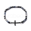 Column Natural Blue Spot Jasper Bead Stretch Bracelets BJEW-F493-03EB-2
