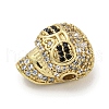 Brass Micro Pave Black Cubic Zirconia Beads ZIRC-P119-22G-2