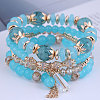 4Pcs 4 Styles Bohemian Style Alloy Glass Round Beaded Stretch Bracelets FS-WG80D8B-11-1
