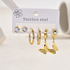3 Pairs Butterfly Stainless Steel Earring Sets YL4741-2-2