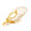 Oval Natural White Shell Brooches for Women JEWB-E031-04G-03-2