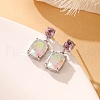 Cubic Zirconia Rectangle Dangle Stud Earrings EP4155-2