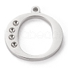 Tarnish Resistant 304 Stainless Steel Letter Pendant Rhinestone Settings X-STAS-J028-01O-1