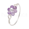 Flower Natural Gemstone Ring RJEW-JR00711-02-4