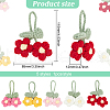 5Pcs 5 Colors Crochet Puff Flower Pendant Decorations with Adjustable Leaf DIY-FG0004-12-2