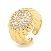 Clear Cubic Zirconia Round Wide Open Cuff Ring RJEW-L121-006G-1