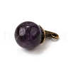 Natural Amethyst Round Pendants with Alloy Witch Hat G-D311-01AB-07-2