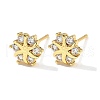 Flower Brass Micro Pave Clear Cubic Zirconin Stud Earrings EJEW-D318-10G-5