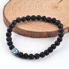 Buddha Head Natural Lava Rock Beaded Stretch Bracelets BJEW-JB02227-2