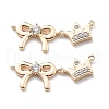 Brass Clear Cubic Zirconia Connector Charms KK-G523-09G-1