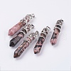 Natural Rhodonite Big Pointed Pendants G-G738-A-18-1