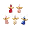 Opaque Resin Flower Rose Beads with Glass Pearl Round Bead and Tibetan Style Alloy Fairy Wing Beads and Brass Ball Head pins Pendants PALLOY-JF03594-01-1