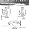 SUNNYCLUE 3Pcs 3 Style Trendy 925 Sterling Silver Pinch Bails STER-SC0001-32-2