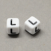 Large Hole Acrylic Letter European Beads SACR-Q103-6mm-01L-2