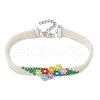 Flower Glass Seed Beads Beaded Bracelets BJEW-JB10706-1