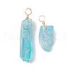 Electroplated Natural Quartz Crystal Pendants PALLOY-JF02533-01-2