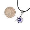 Evil Eye Handmade Lampwork & Glass Sead Beaded Pendant Necklaces NJEW-MZ00092-04-3