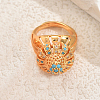 Hollow Geometric Heavy Duty Brass Pave Cubic Zirconia Adjustable Finger Rings for Women OI9044-5-1