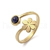 304 Stainless Steel with Natural Lapis Lazuli Ring RJEW-Z031-01C-01-1