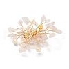 Natural Rose Quartz Chips & Pearl Beaded Flower Brooch Pin JEWB-BR00098-03-3