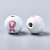 Painted Natural Wood European Beads WOOD-S057-057-4
