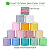 WADORN 15 Rolls 15 Colors Chinlon Thread OCOR-WR0001-39-2