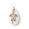 Natural Cowrie Shell & Alloy Sea Animals Pendants PALLOY-JF03751-07-1