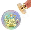 Brass Wax Seal Stamp with Handle AJEW-WH0184-0267-1
