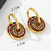 Flat Round Brass Enamel Hoop Earrings FS-WGAAD75-01-4
