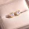 Elegant S925 Sterling Silver Clear Cubic Zirconia Square Stud Earrings ZG4220-4