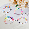 FIBLOOM 4Pcs 4 Styles Word Big Little Sis Acrylic Heart Beaded Stretch Bracelets Set BJEW-FI0001-54-5