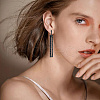 FIBLOOM 4 Pairs 4 Colors Rhinestone Hollow Rectangle Dangle Hoop Earrings EJEW-FI0002-67-6