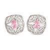 Brass Pave Cubic Zirconia Square Stud Earrings for Women EJEW-I304-27P-05-1