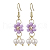 Shell Pearl Beads & Glass Seed Dangle Earrings EJEW-MZ00310-05-2