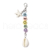 Starfish Synthetic Turquoise & Natural Mixed Cowrie Shell Bead Pendant Decorations HJEW-JM03237-4