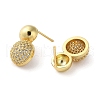 Rack Plating Brass Micro Pave Clear Cubic Zirconia Round Ball Stud Earring EJEW-H099-09G-2